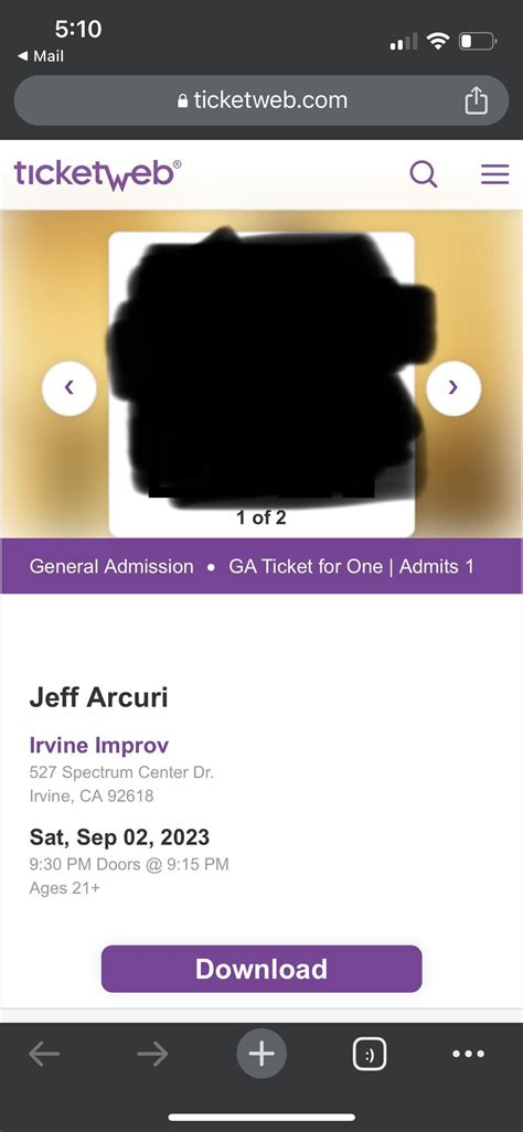 Selling 2 Jeff Arcuri tickets for 9/2 @ 9:30pm : r/irvine