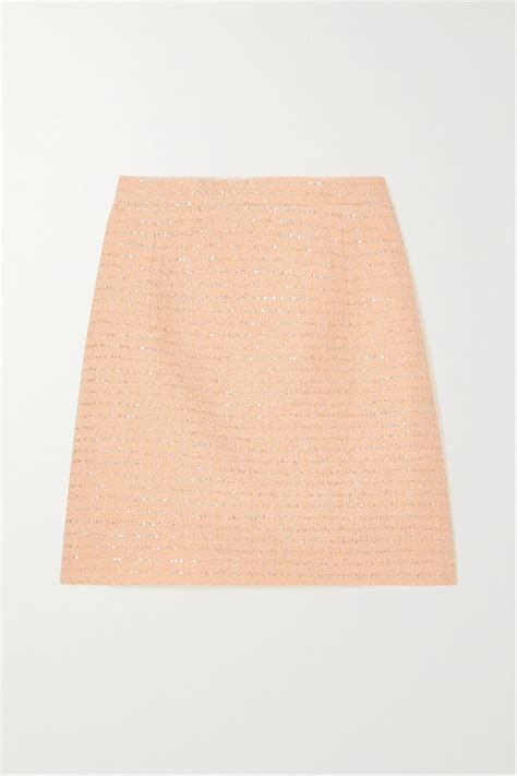 Alessandra Rich Sequin Embellished Cotton Blend Tweed Mini Skirt