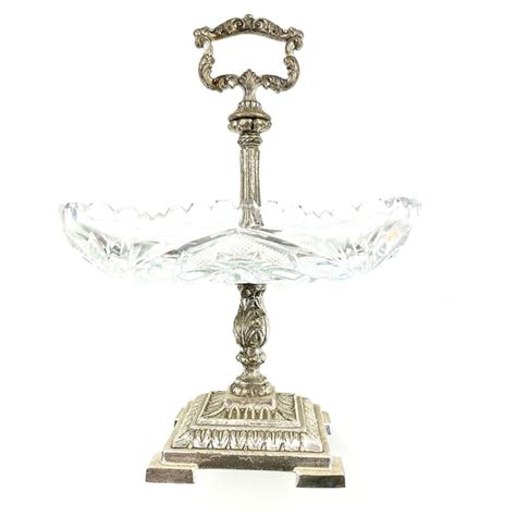 Petit Serviteur Cristal Sur Pied Argent Vintage Et Durable Boutique