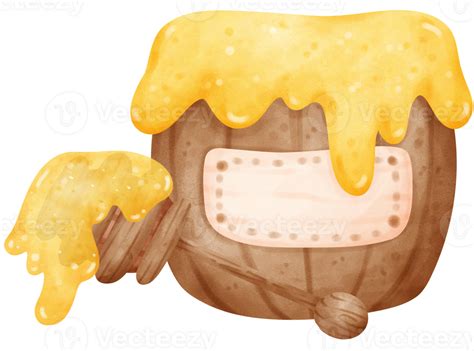 Cute Honey Pot Watercolor Illustration 35174276 Png