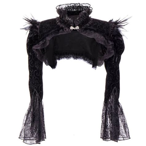 Black Victorian Gothic Feather Shrug Bolero Leopard And Lace Australia