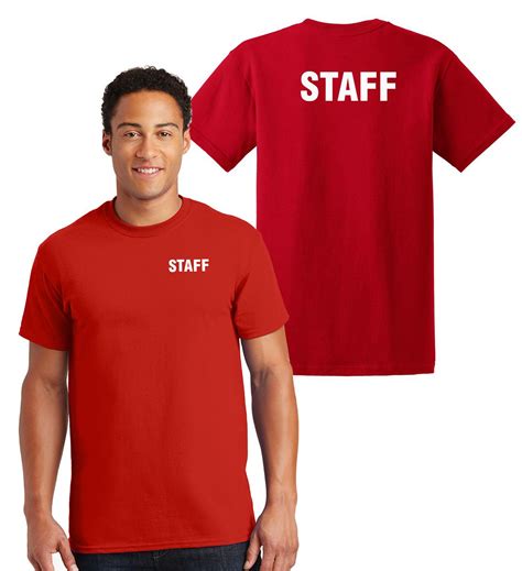 Staff Cotton T Shirts Printed Left Chest And Back Red