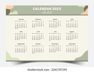 2023 Year Calendar Template Landscape Design Stock Vector (Royalty Free ...