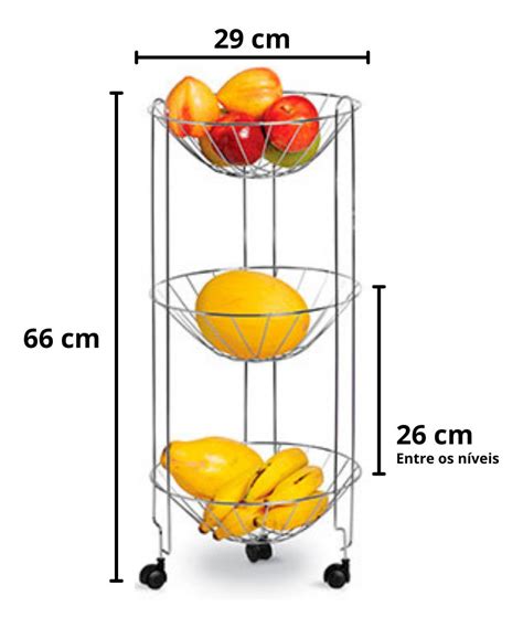 Fruteira Multiuso Rio Tripla Redonda Em A O Cromado N Parcelamento