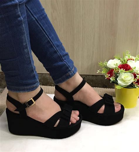 Venta Sandalias Negras Mujer Plataforma En Stock