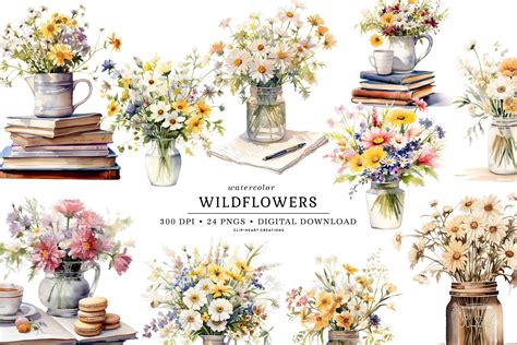 Wildflowers Clipart Collection Graphic by clipheartcreations · Creative ...