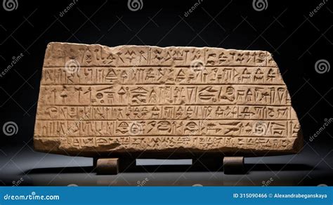 Cuneiform Writing On A Clay Tablet Isolated On Dark Background Royalty