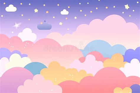 An Illustration Of Clouds And Stars In The Night Sky Stock Illustration