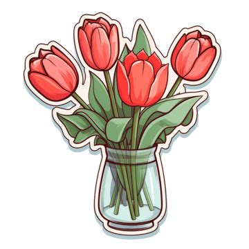 Tulips Spring Flowers Clipart Vector Aesthetic Hand Drawn Tulip Flower