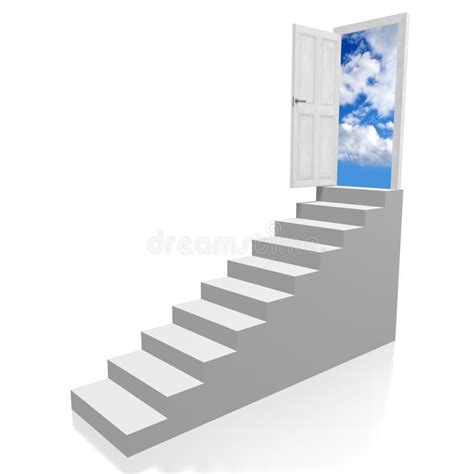 Door Steps Sky With Clouds 3d Illustration Stock Illustration