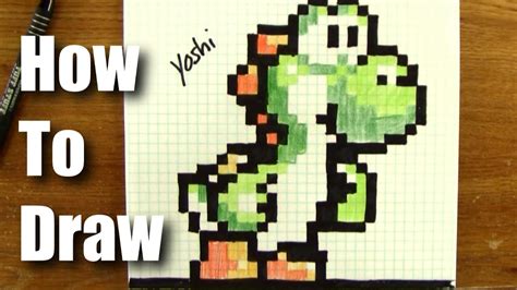 How To Draw Pixel Art Yoshi From Mario Step By Step Bit Not Bit