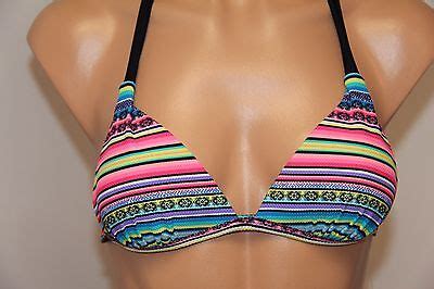 Nwt Hula Honey Swimsuit Bikini Bra Top Sz Xs Multi Push Up Halter Ebay