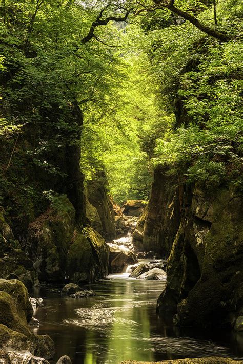 Stunning Ethereal Landscape Of Deep Sided Gorge With Rock Walls