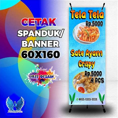 Jual Cetak Banner Cetak Spanduk Sate Ayam Crispy Dan Tela Tela Ukuran