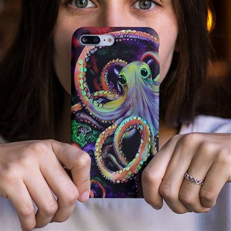 Psychedelic Octopus Trippy Colorful Design Phone Case Octopus Lover T Magic Mushroom Octopus