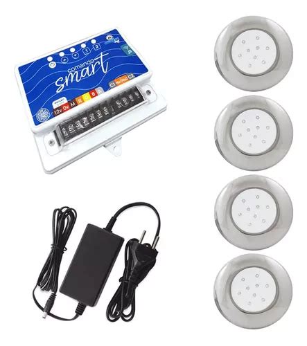 Kit Led Piscina W Inox Rgb Colorido Comando Wifi V V