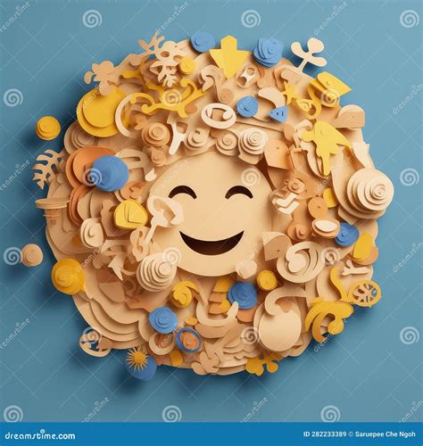 Vibrant Emoji Mosaic Minimalistic Paper Cut Craft Illustration For