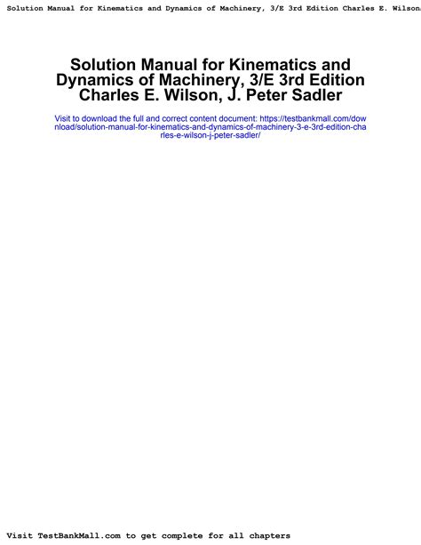 Solution Manual For Kinematics And Dynamics Of Machinery 3 E 3rd