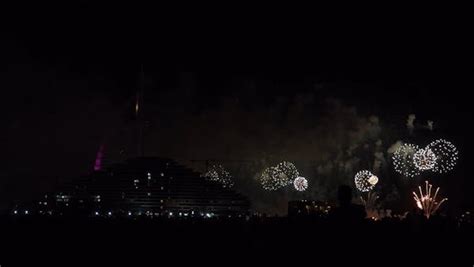 Fireworks Display on a Night Sky over the City of Dubai Free Stock ...