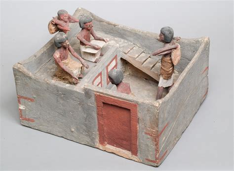 Model Of A Granary With Scribe And Overseer Middle Kingdom Dynasty 11