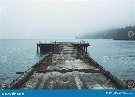 Dilapidated Abandoned Pier Waterfront Generate Ai Stock Photo Image