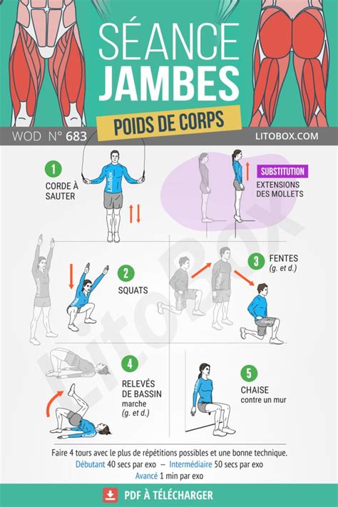 Séance jambes à la maison et au poids du corps en 2023 Musculation