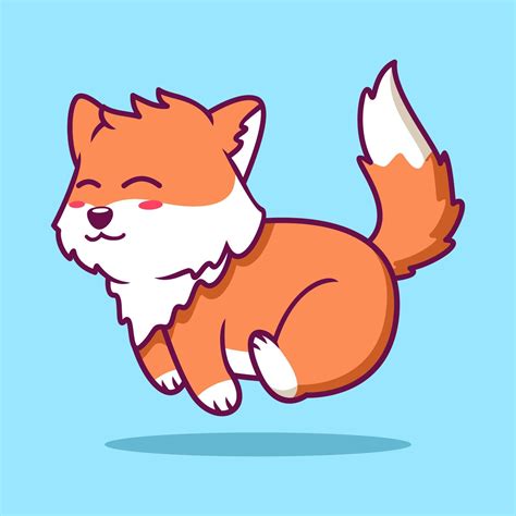 Cute Fox Running Cartoon Icon Illustration Animal Flat Cartoon Style