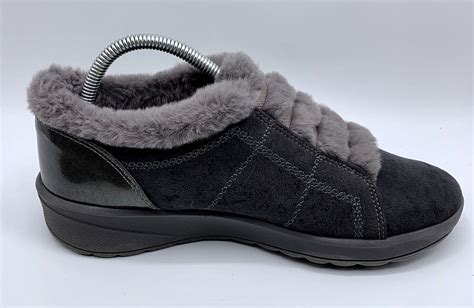 Bzees Grey Washable Microfiber Fur Lined Ankle Bootie Shoe Sz 9m S1067