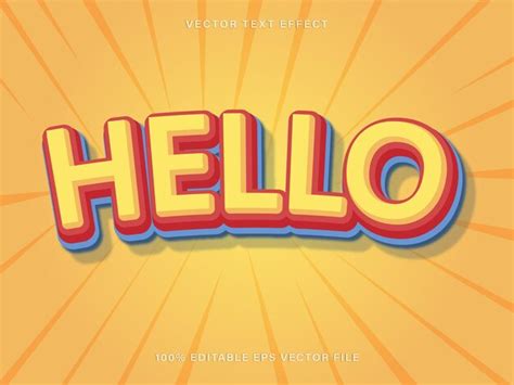 Premium Vector Hello 3d Text Effect Editable Text Eps