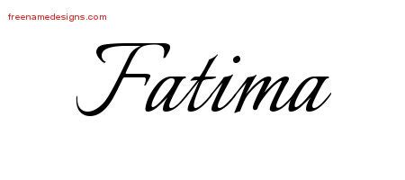 Calligraphic Name Tattoo Designs Fatima Download Free - Free Name Designs