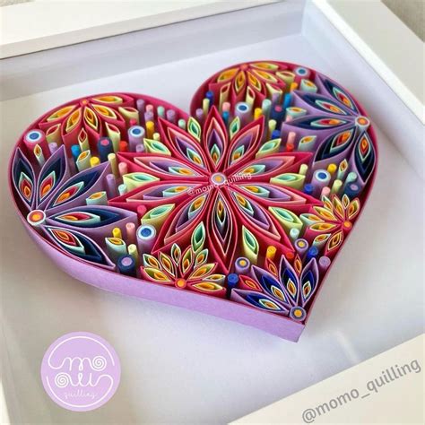 Momo Quilling Paper Art on Instagram Coração colorido em