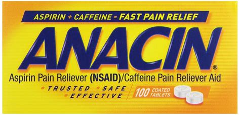 Anacin Aspirin Tablets 100 Ct Health And Household