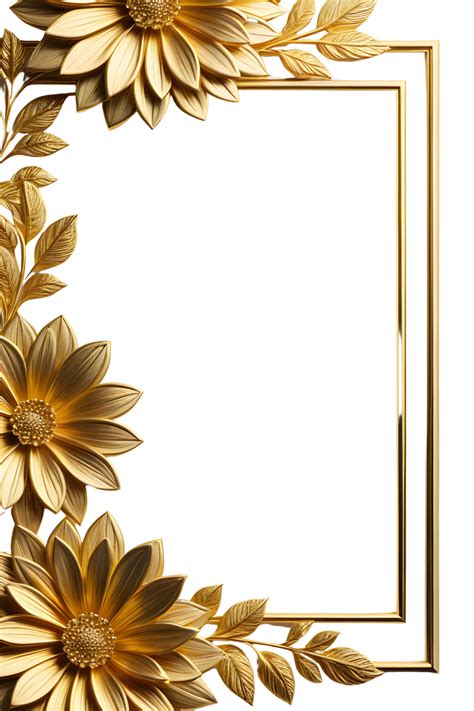 AI generated luxury gold flower frame border png transparent background ...