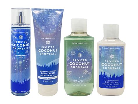 Bath And Body Works Frosted Coconut Snowball 4 Piece Deluxe Gift Set