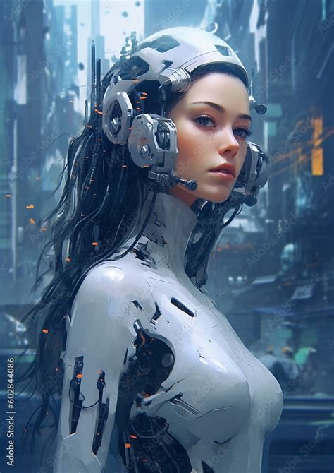 Beautiful Cyber Woman On The Street Of Metropolis Robot Woman Cyborg Girl From Future Created