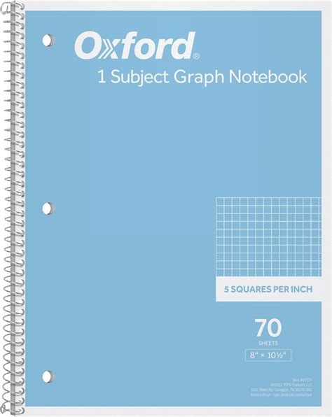 Amazon Oxford Spiral Notebook Graph Ruled Subject Pastel