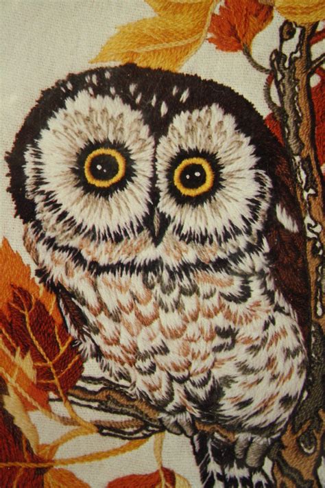 Vintage Owl Crewel Embroidery Picture Kit S Dimensions Owl