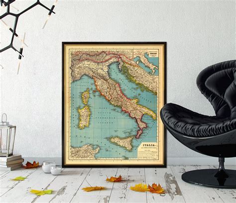 Map of Italy Vintage Italy Map Archival Print Adriatic - Etsy