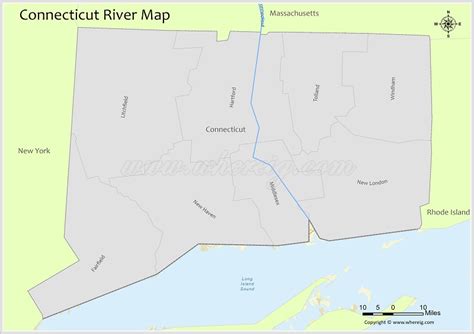 Connecticut River Map, Rivers & Lakes in Connecticut (PDF) - Whereig.com