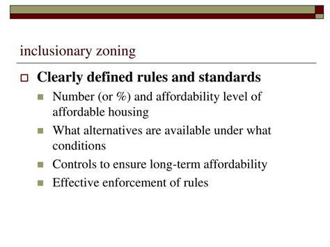 Ppt Inclusionary Zoning Using The Market To Create Affordable Housing Powerpoint Presentation