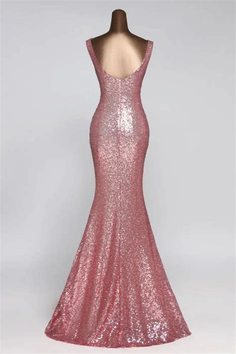 Gorgeous Sequins V Neck Long Prom Dress Mermaid Evening Party Gowns Wi