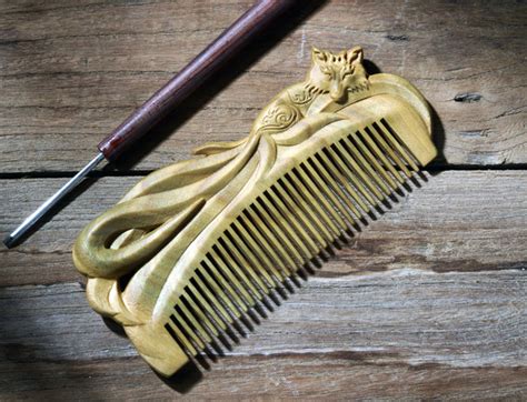 Handmade Seamless Natural Green Sandalwood Massage Comb Anti Etsy