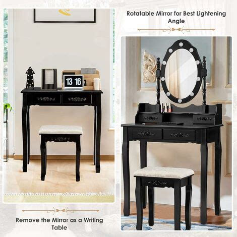 Relax Life Coiffeuse En Avec Tabouret Rembourr Miroir Rotatif