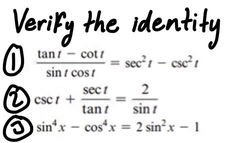 Solved Verify The Identity Tant Cott Sec Esc Sint Chegg