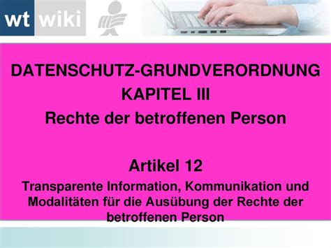 DATENSCHUTZ GRUNDVERORDNUNG Rechte Der Betroffenen Person Ppt