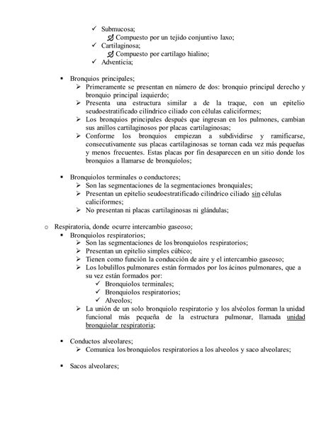 Resumen de Histología del Aparato Respiratorio Histología de Ross 7ma