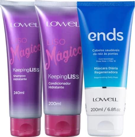 Kit Lowell Liso M Gico Shampoo Ml Condicionador Ml M Scara