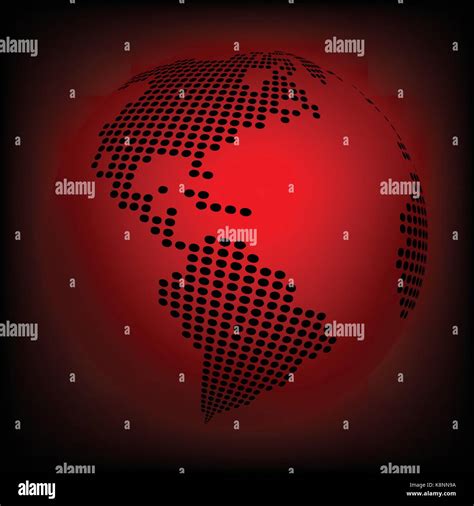 Globe Earth World Map Abstract Dotted Vector Background Red