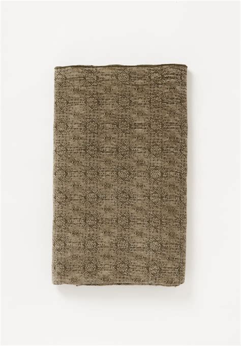 Maison De Vacances Large Stone Washed Jacquard Throw In Kilim Kaki Grey