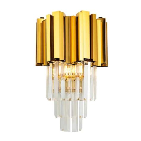 OUKANING 9 05 In 2 Light Gold Modern Wall Sconce With Clear Glass